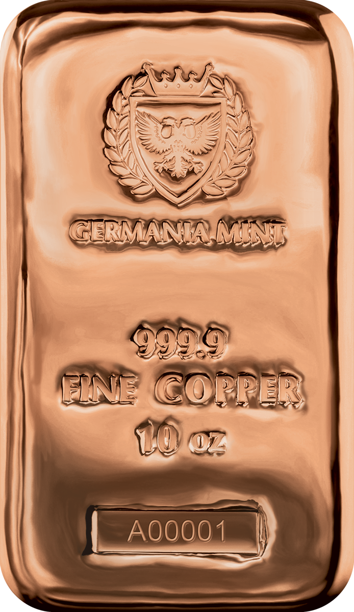 Germania Mint Copper Cast Bar 10oz Bullion Now