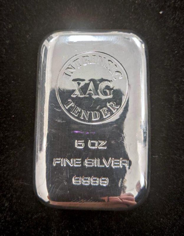 Intrinsic Tender Silver XAG Cast Bar 5oz - Bullion Now