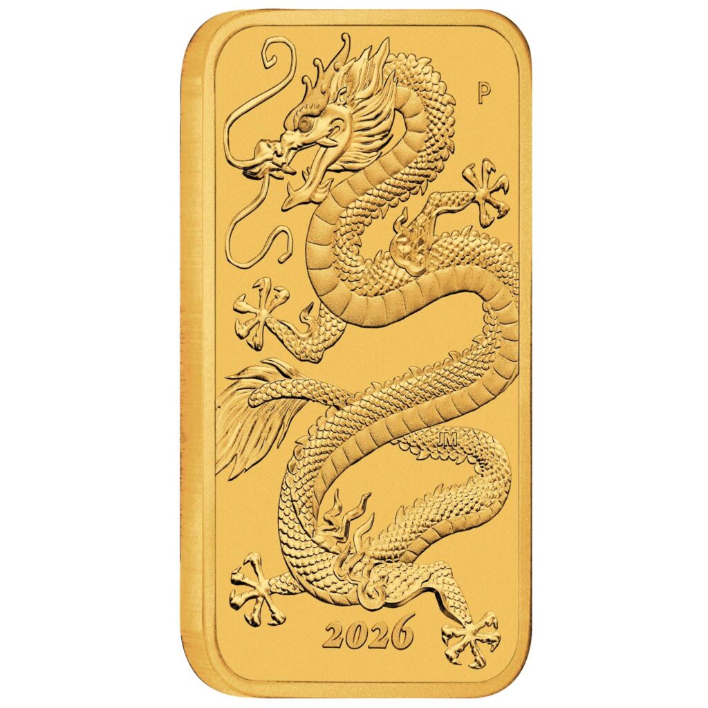 Gold Coin Rextangular 2026 Perth Mint Gold Dragon Rectangular Coin 1oz **PRE ORDER ...